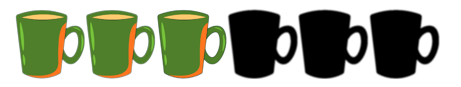 3 out of 6 mugs